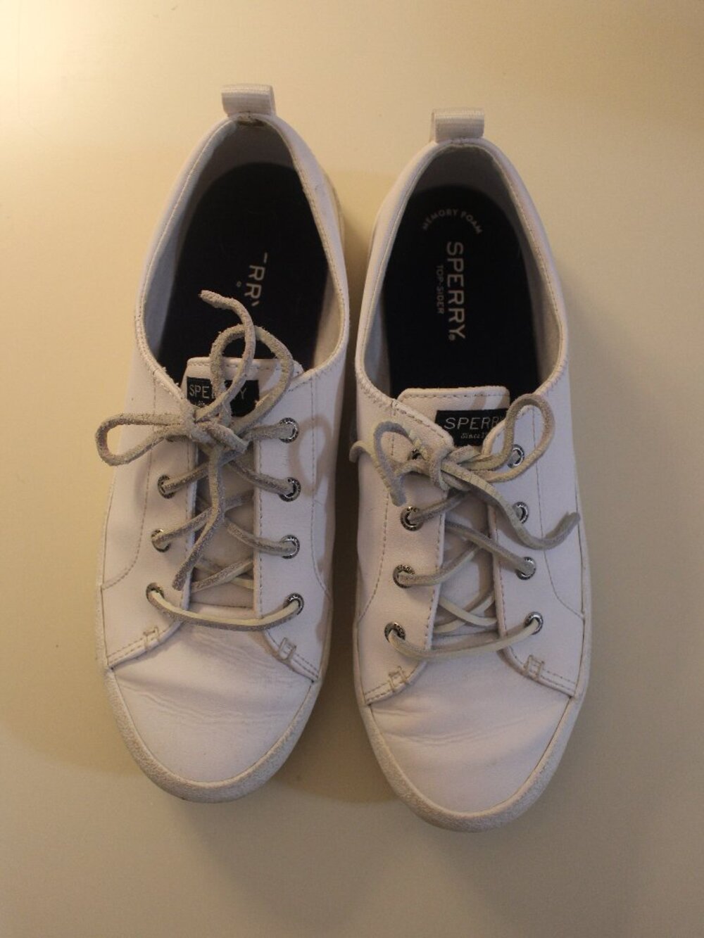 Sperry Top-Sider White Lace-Up Low-Top Sneakers Leather